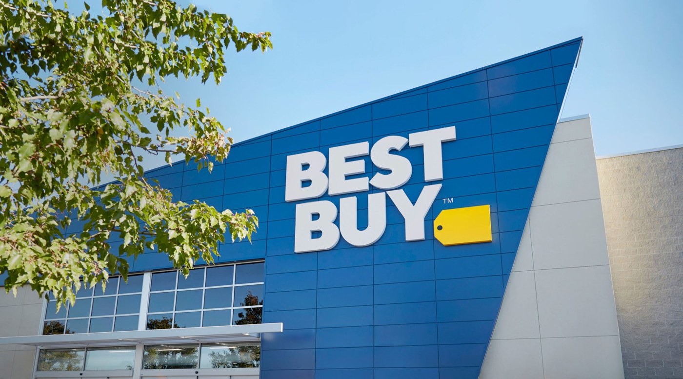 Best Buy store exterior. Its physical network supports the online offer.